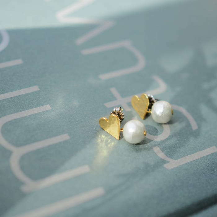 Heart Cotton Pearl ピアス・イヤリング